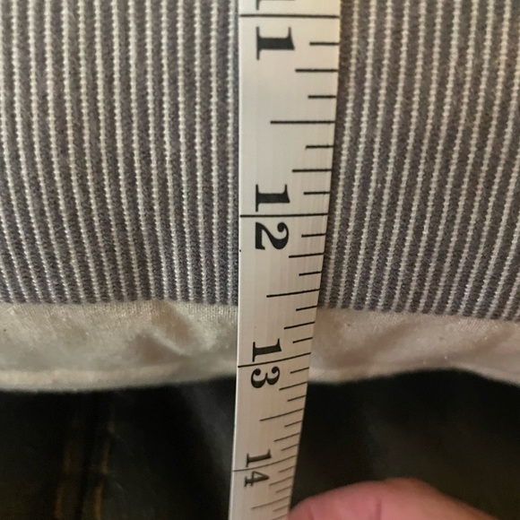 Pottery Barn Crewel Floral Striped Lumbar Pillow Navy Blue Cream Embroidered - Picture 5 of 6